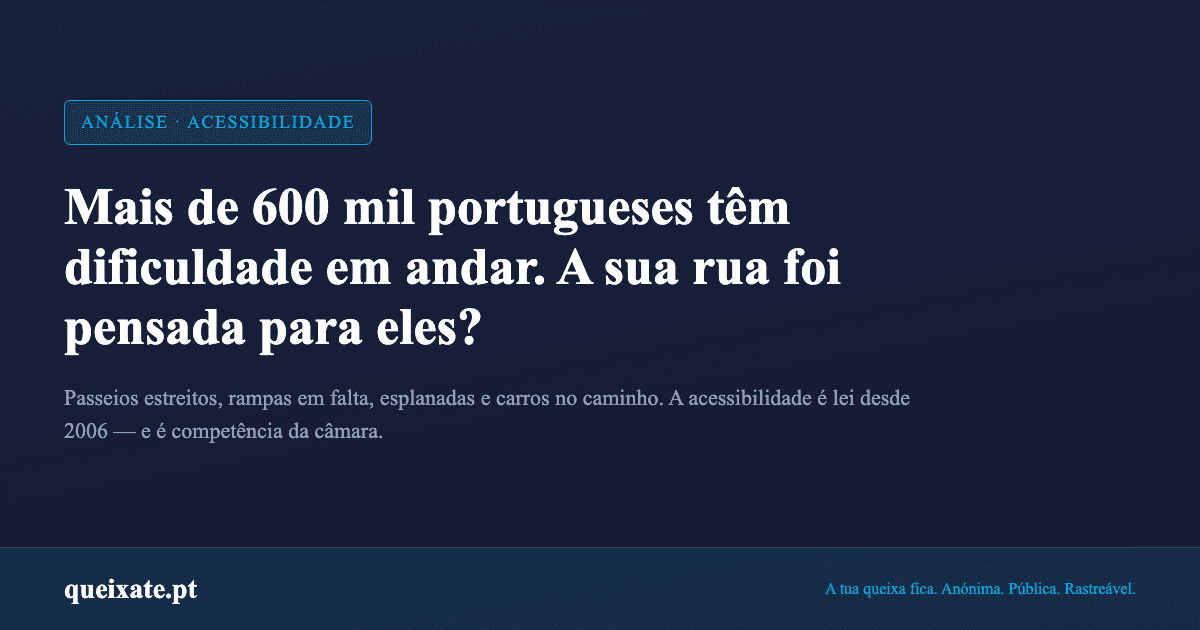 Mais de 600 mil portugueses têm dificuldade em andar. A sua rua foi pensada para eles?
