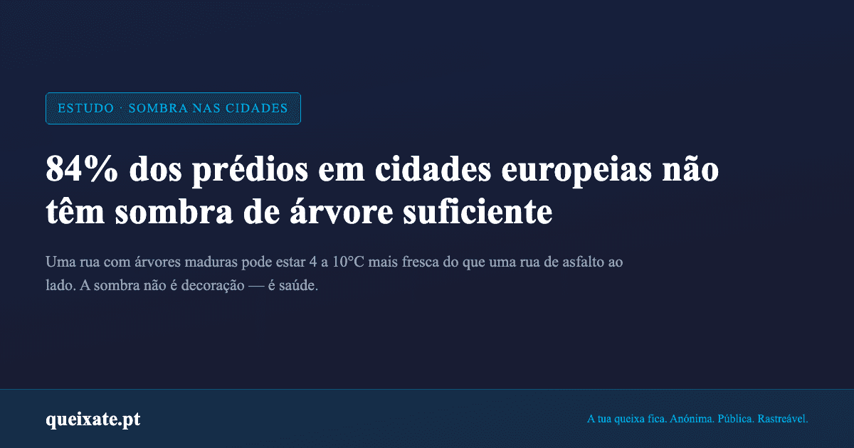 Uma rua com árvores maduras pode estar 4 a 10°C mais fresca do que uma rua de asfalto ao lado. A sombra não é decoração — é saúde.