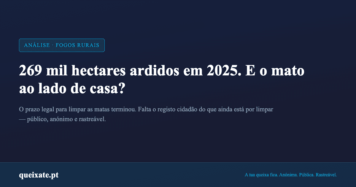 269 mil hectares ardidos em 2025. E os terrenos por limpar ao lado de casa, quem os regista?