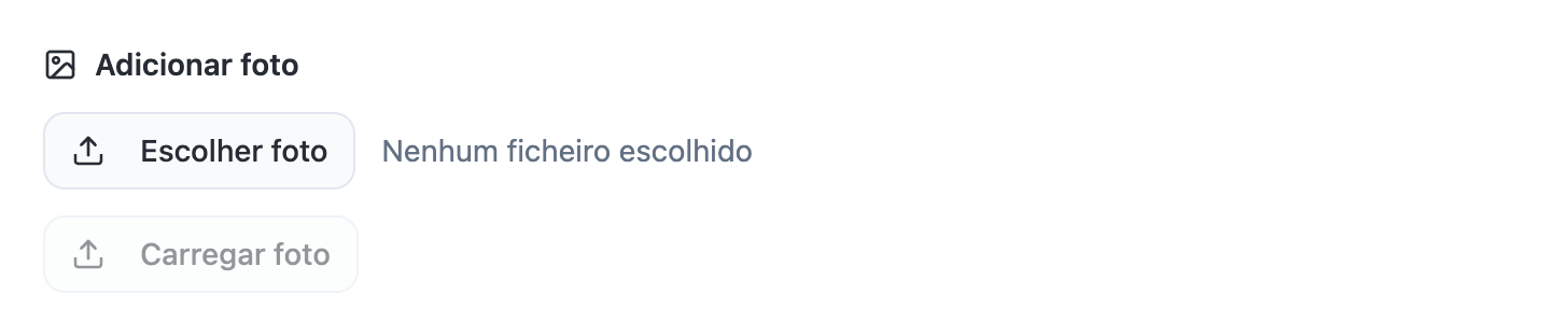 Secção "Adicionar foto" do painel de gestão da queixa.